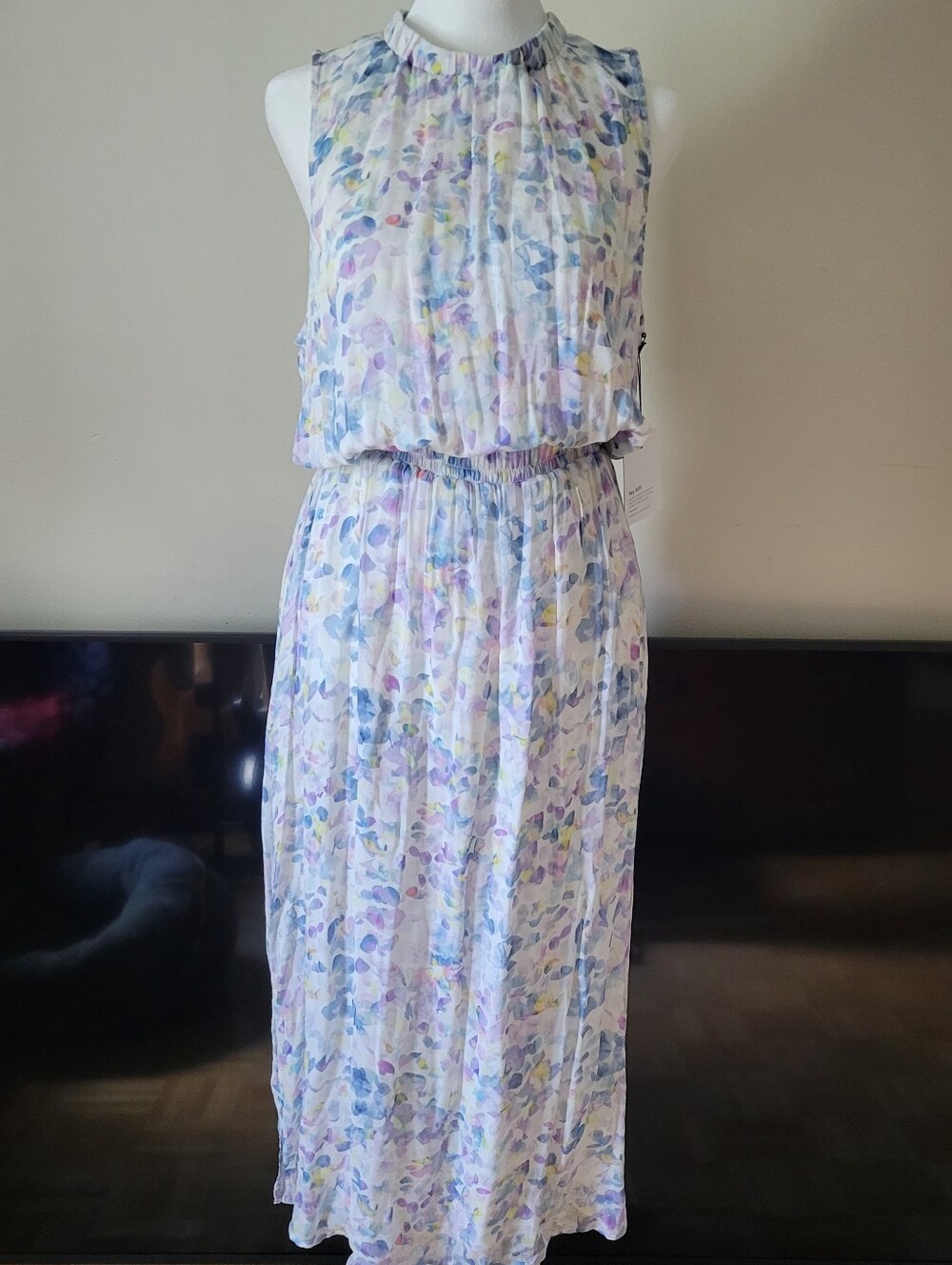 Bella Dahl Sleeveless Pleated Floral Maxi Dress in Pastel Multi SzM NWT